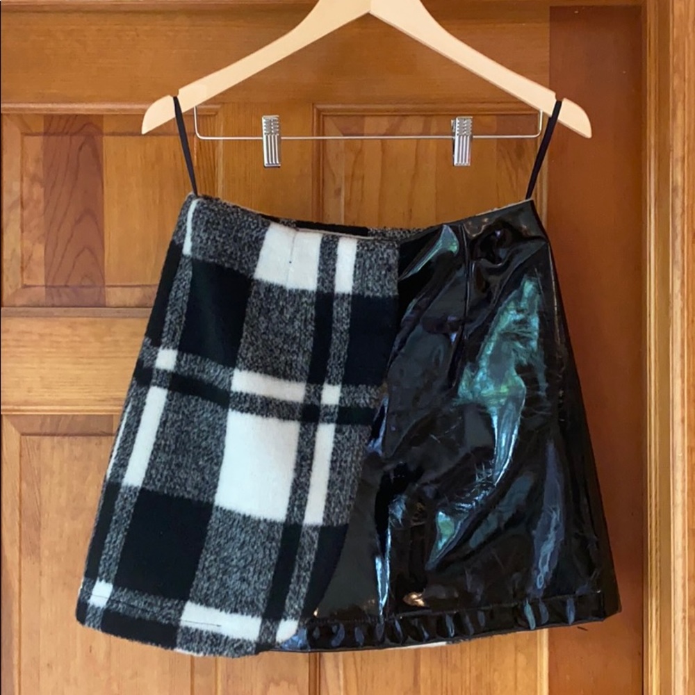 ASOS Plaid and Vinyl Wrap Skirt